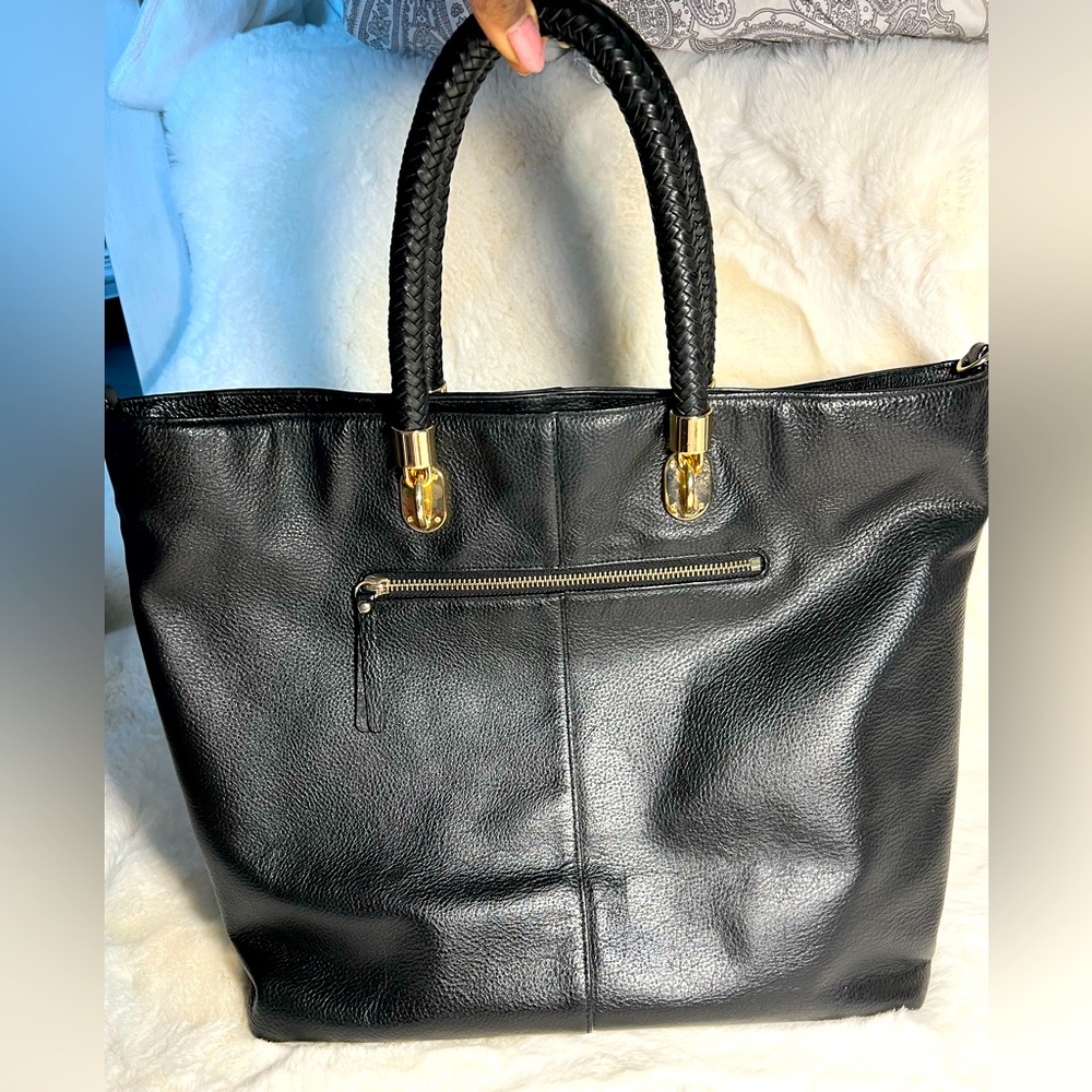 Cole Haan black calfskin leather laptop bag/purse/tote